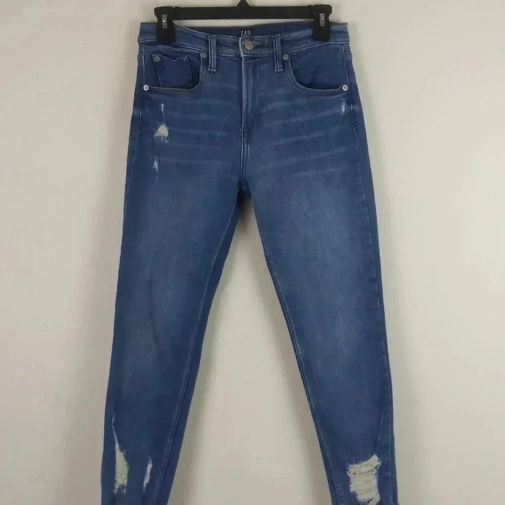 GAP True Skinny Distressed Jeans With Raw Hem
